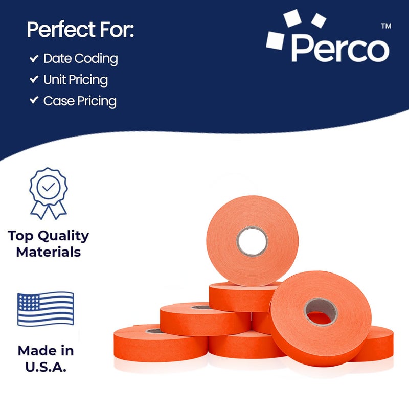 Perco Fluorescent Red Pricing Labels for Monarch 1136 Price Gun â€“ 3 Sleeves, 24 Rolls Value Pack - 42,000 Price Marking Labels â€“ with Ink Rolls Included - Image 4